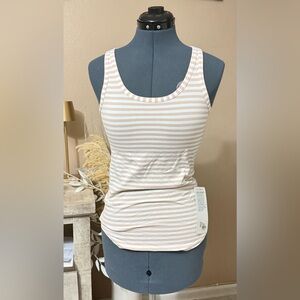 Lululemon Athletica Beige and White Striped Tank Top